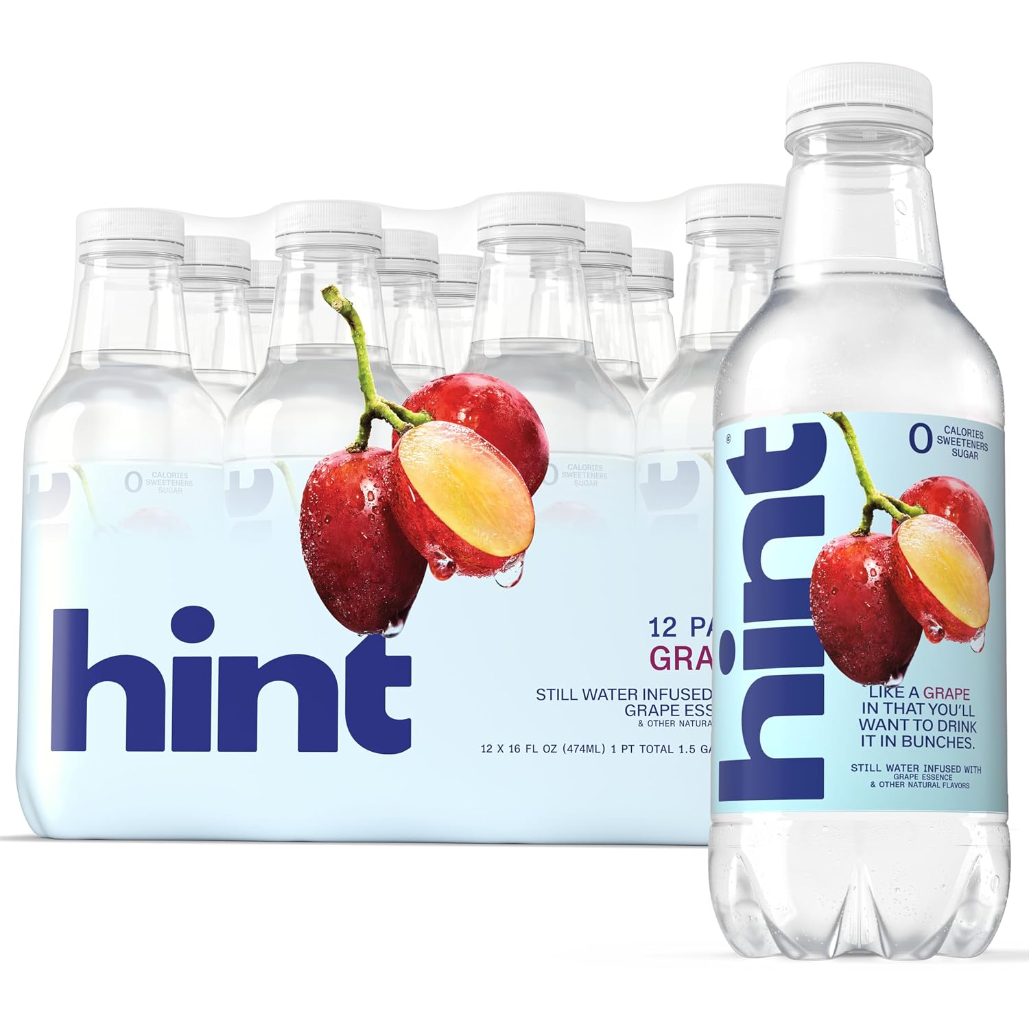 Hint Flavored Water Zero Sugar 0 Calories - Grape (12 pack)