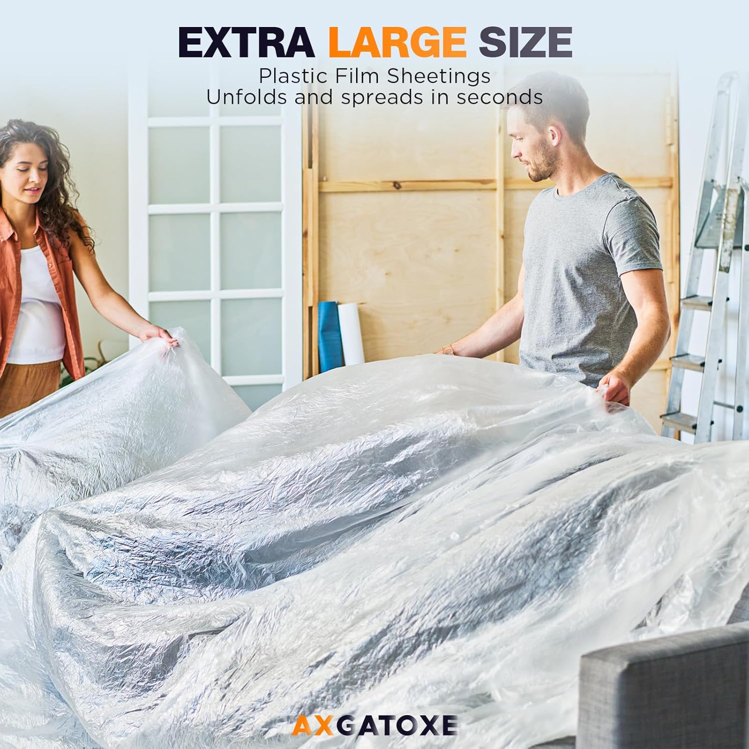 Axgatoxe 12 x 9 Ft Plastic Drop Cloths for Painting (30-Pack)