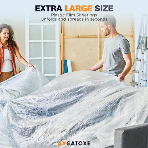 Axgatoxe 12 x 9 Ft Plastic Drop Cloths for Painting (30-Pack)