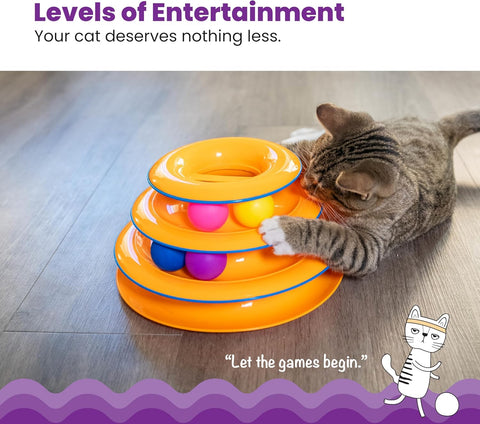 Catstages Tower of Tracks Interactive Cat Toy, 6 Spinning Balls, 10" x 5.3"