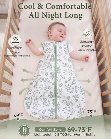 Yoofoss Baby Sleep Sack 18-24 Month 0.5TOG 100% Organic Cotton 2-Way Zipper