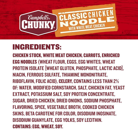 Campbell's Chunky Classic Chicken Noodle Soup, 18.6 oz Can (12 Pack)