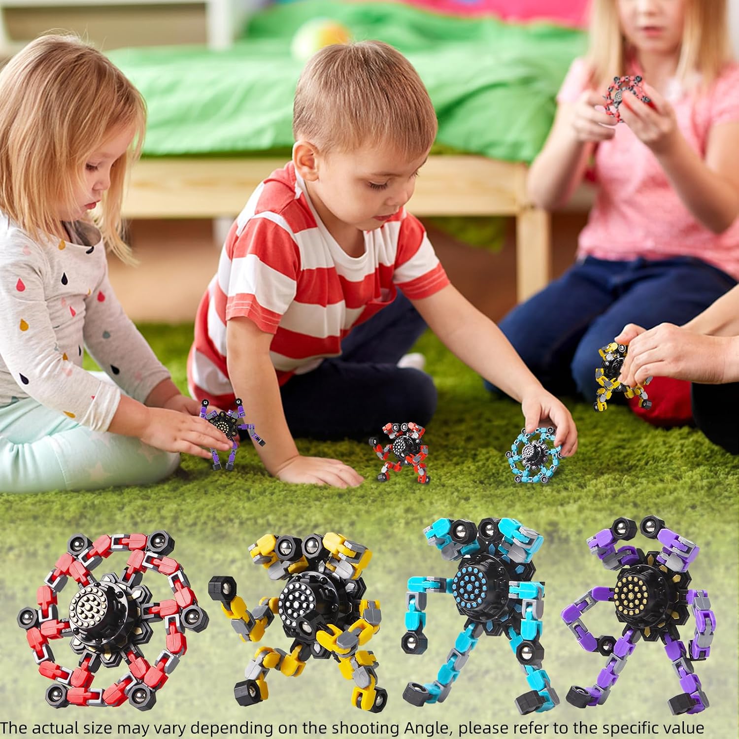 Gokeey Transformable Fidget Spinners Toys 4 Pcs for Kids and Adults Stress Relief Sensory Toys for Boys and Girls Age 8-13 Fingertip Gyros Party Favors Birthday Gifts for Teens Road Trip Travel Toy