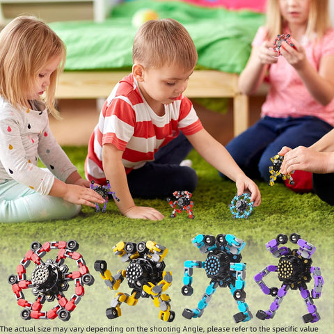 Gokeey Transformable Fidget Spinners Toys 4 Pcs for Kids and Adults Stress Relief Sensory Toys for Boys and Girls Age 8-13 Fingertip Gyros Party Favors Birthday Gifts for Teens Road Trip Travel Toy