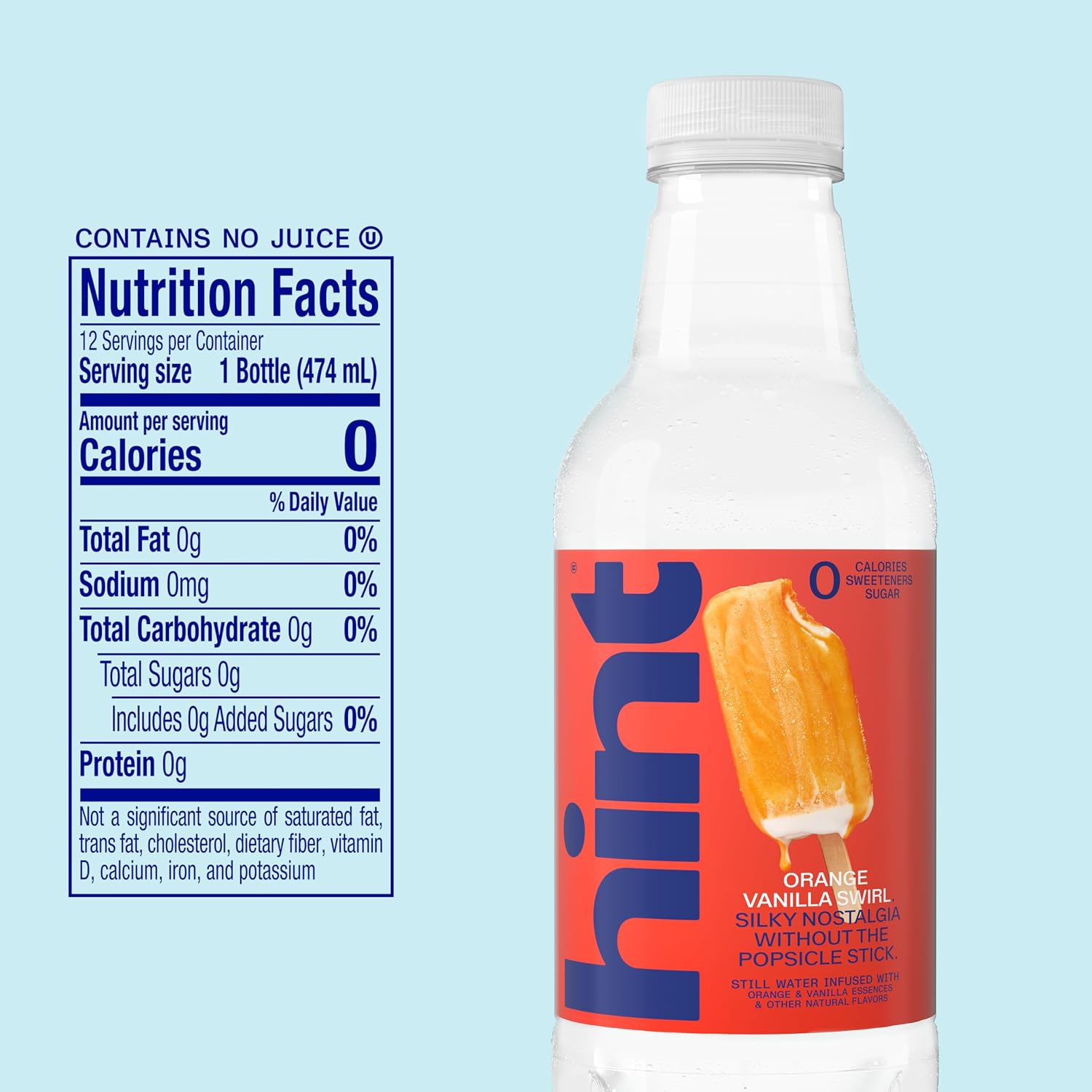 Hint Flavored Water Zero Sugar 0 Calories - Orange Vanilla Swirl (12 pack)