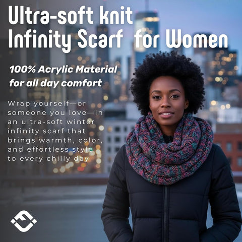 Funky Junque Infinity Scarf for Women – Oversized Chunky Winter Scarf, Colorful Fall Scarves, Soft Sweater Wrap Cozy Style