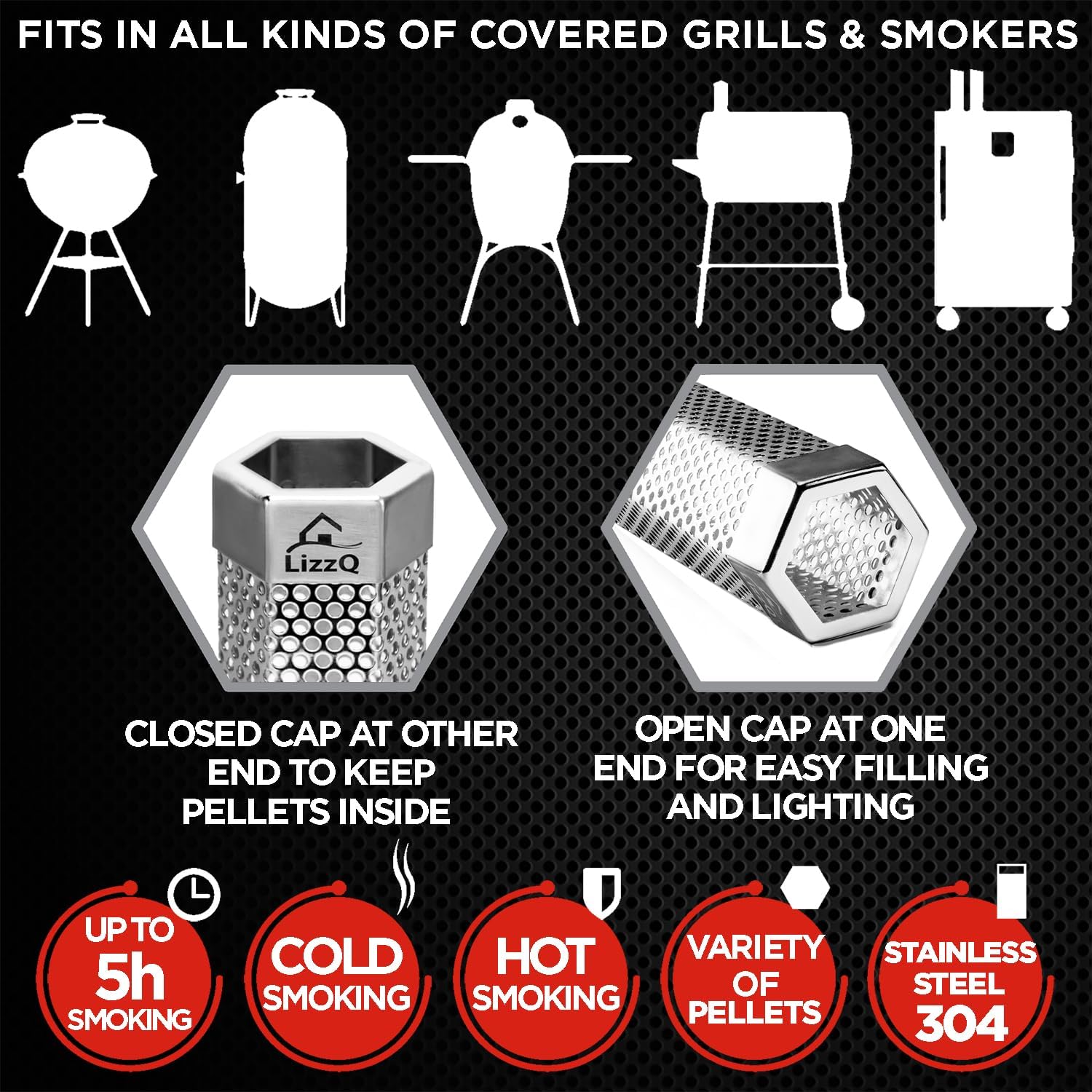 LIZZQ Premium Pellet Smoker Tube 12" (Set of 2) 5 Hours of Billowing Smoke