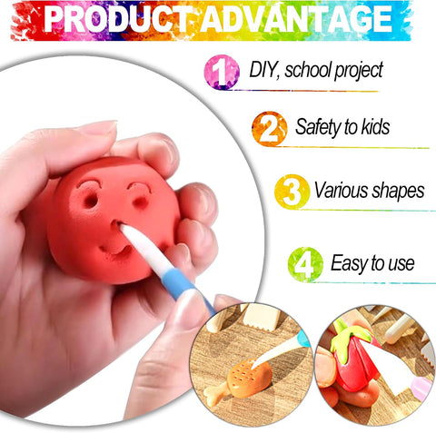 LINPHCEY Air Dry Clay Tools for Kids Ages 8+ Pottery Clay Tool Kit Plastic Clay Sculpting Tools Set for DIY Project, Modeling Polymer Clay Toys – Safe & Easy Grip for Beginners & Craft Lovers