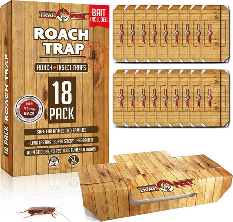 Trap a Pest Sticky Indoor Roach Traps - Non-Toxic Glue Traps - 18 Pack