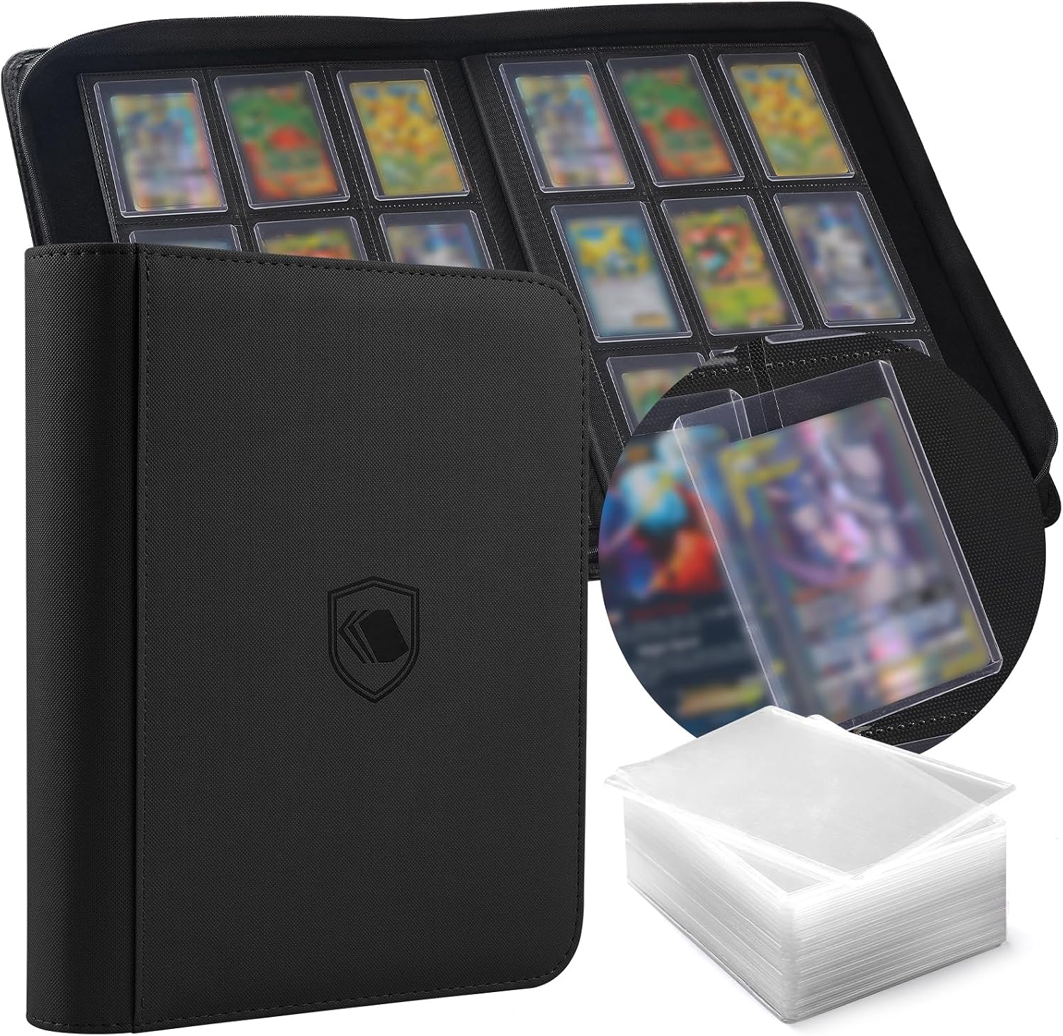 Top Loader Binder 9 Pocket, Holds 360 Toploaders, 100 Toploaders INCLUDED