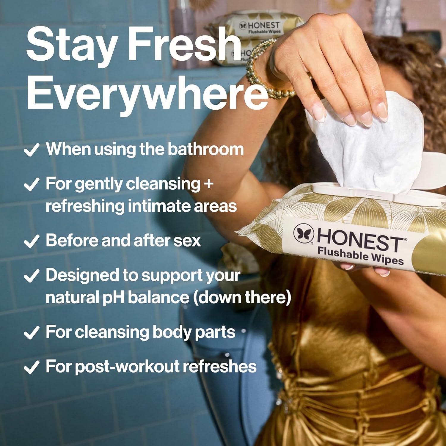 The Honest Company Flushable Wipes, Hypoallergenic, Tropical Leaves, 126ct