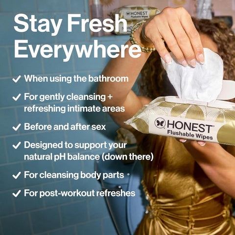The Honest Company Flushable Wipes, Hypoallergenic, Tropical Leaves, 126ct