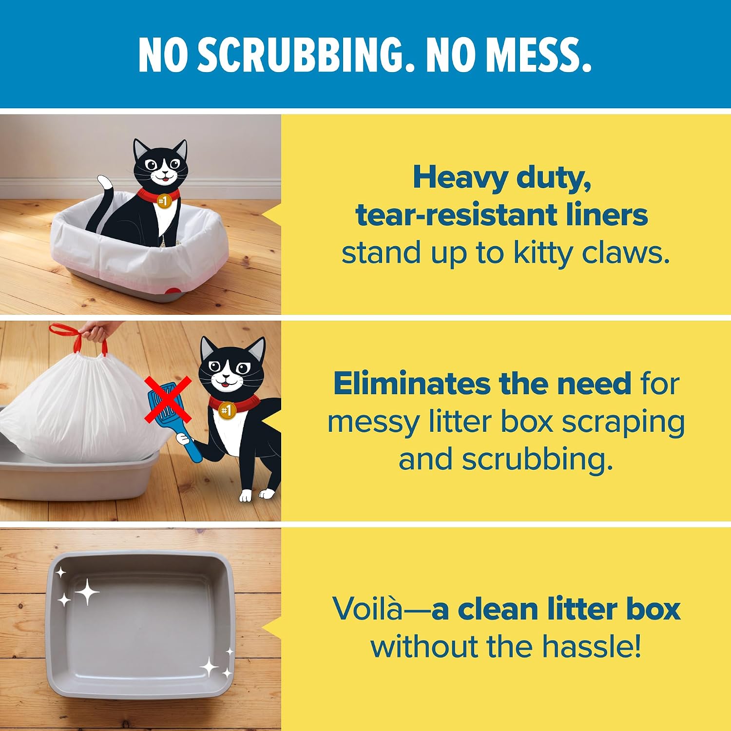 Jonny Cat Litter Box Liners Heavy Duty, Tear & Leak Resistant Jumbo 15ct