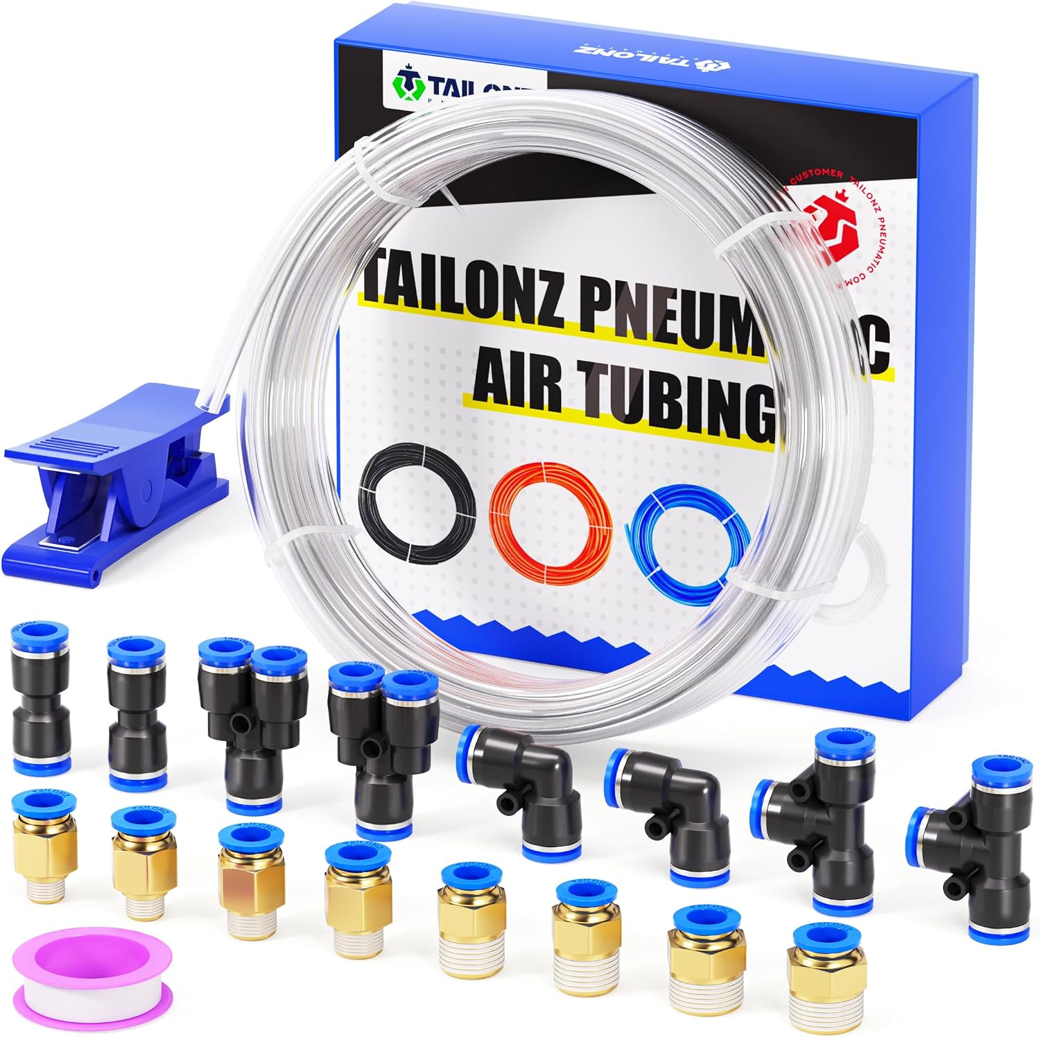 TAILONZ Clear 8mm OD 5mm ID PU Air Hose Pipe Tube Kit 10 Meter 32.8ft
