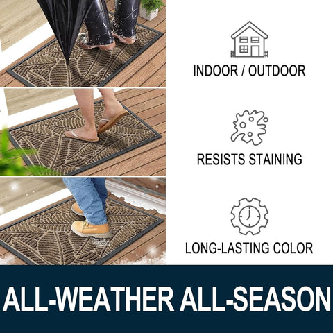 Colorxy Waterproof Front Doormat, Sturdy Natural Rubber Door Mat, 47x17