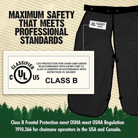 FORESTER Chainsaw Chaps for Men & Women | Apron-Style Chaps with Pocket & Adjustable Waist | Chainsaw Safety Equipment