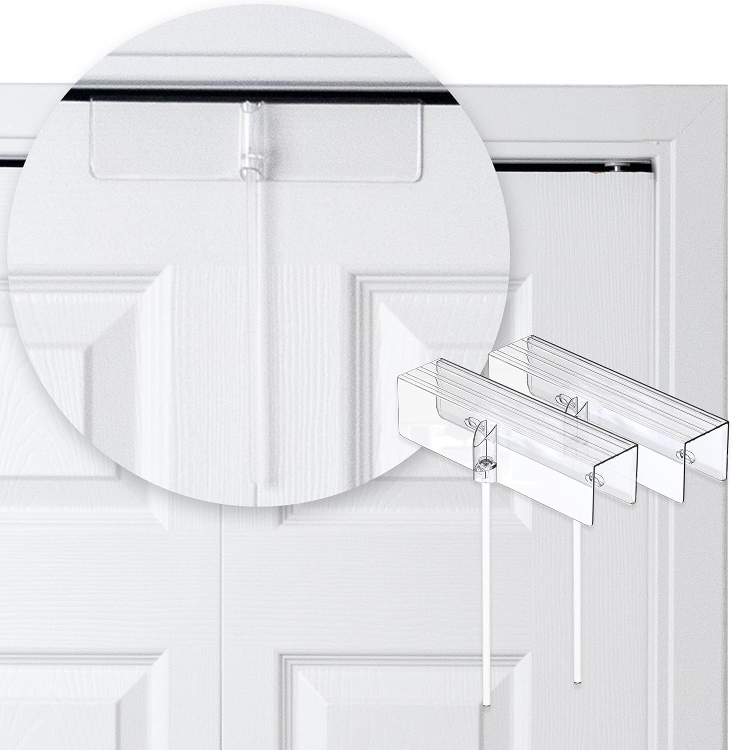 (2- Pack) - Safety Innovations Bi-fold Door Lock - Closet Protection Child and Pet Proof Bi-fold Door Lock - Tool-Free Installation - Unbreakable Clear Polycarbonate - for 1 3/8" Thick Wood Doors