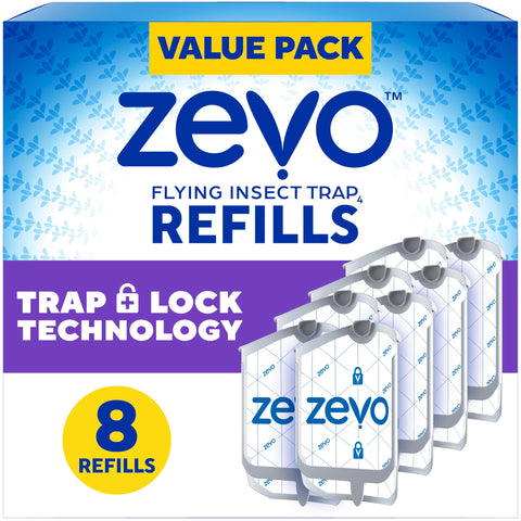 ZEVO Flying Insect Refills for Indoor Light Trap: 8 Light Trap Refill Cartridges Capture Fruit Flies, Gnats and Houseflies (8 Cartridges)