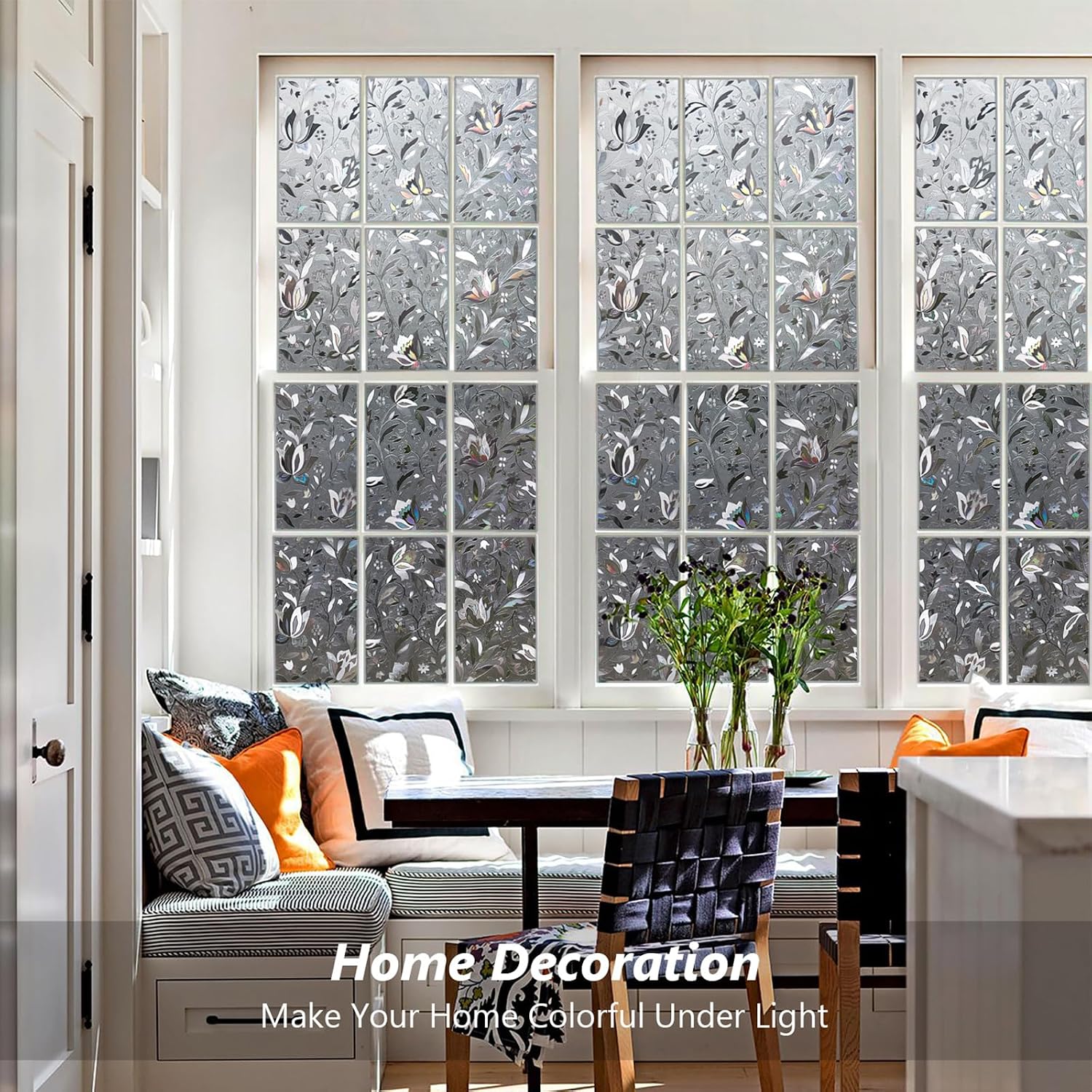 Kromapolis Window Privacy Film, Stained Glass, Grayish Black 29.5″ x 157.4″