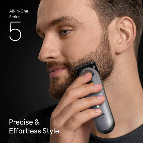 Braun Series 5 All-in-One Beard & Body Grooming Kit for Men, Cordless Trimmer, Hair Clippers & Shaver for Face, Hair & Body with Smooth Shave Head, AIO 5510