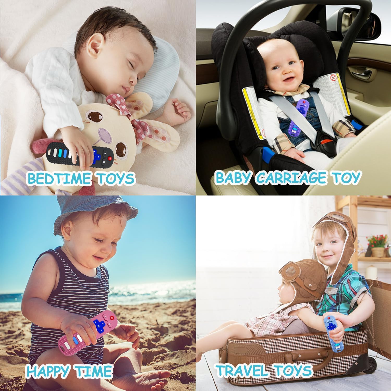 2-Pack Silicone Baby Teething Toys, Silicone Teethers for Babies, Remote Control Shape Teething Toys, Chew Toys for Boys and Girls Teether Early Educational Sensory Toy