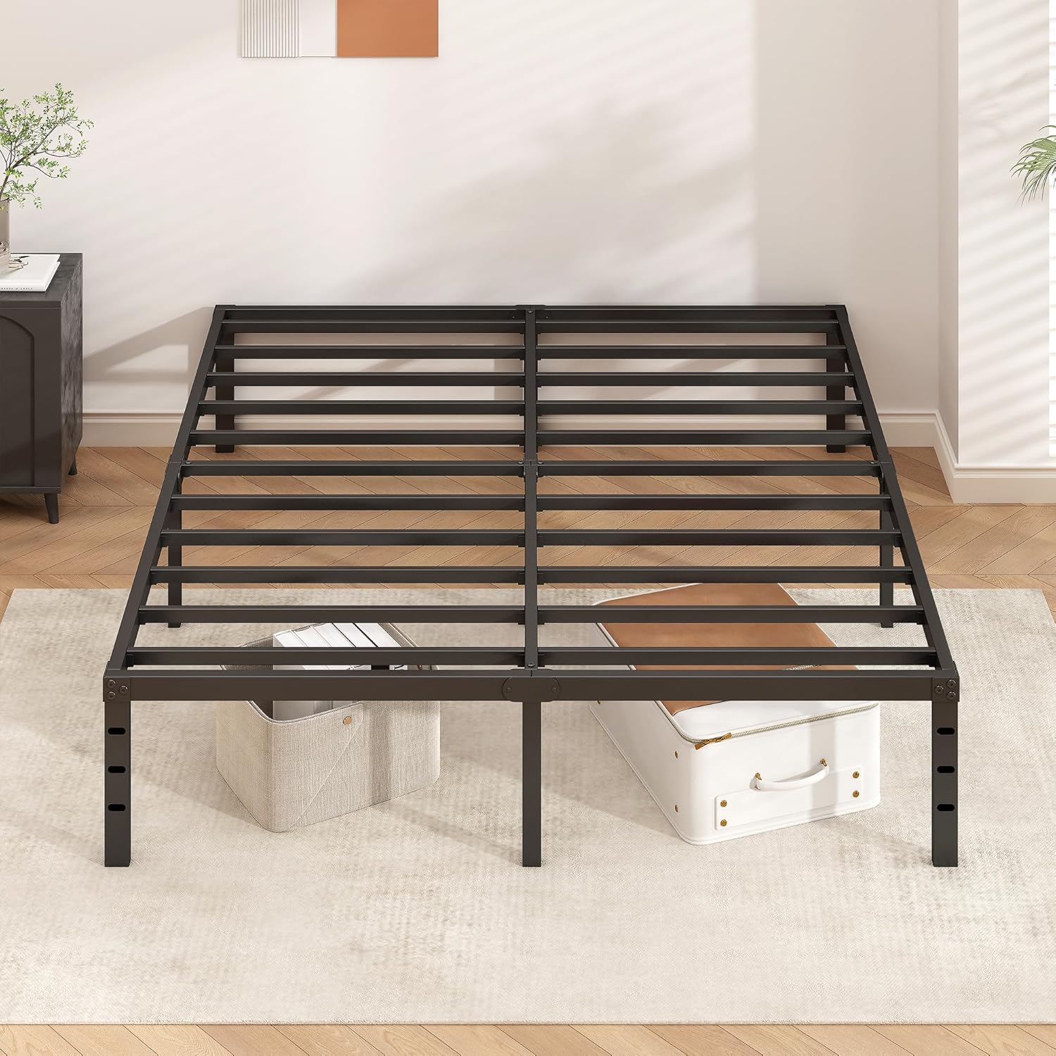 HLIPHA Metal Platform Bed Frame 14 Inch Tall,No Box Spring Needed,Full Size Bed with Heavy Duty Strong Support Slats,Easy to Assemble,Black