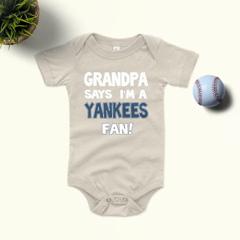 NanyCrafts Baby's Grandpa Says I'm a Yankees Fan Bodysuit, Baby Yankees Fan