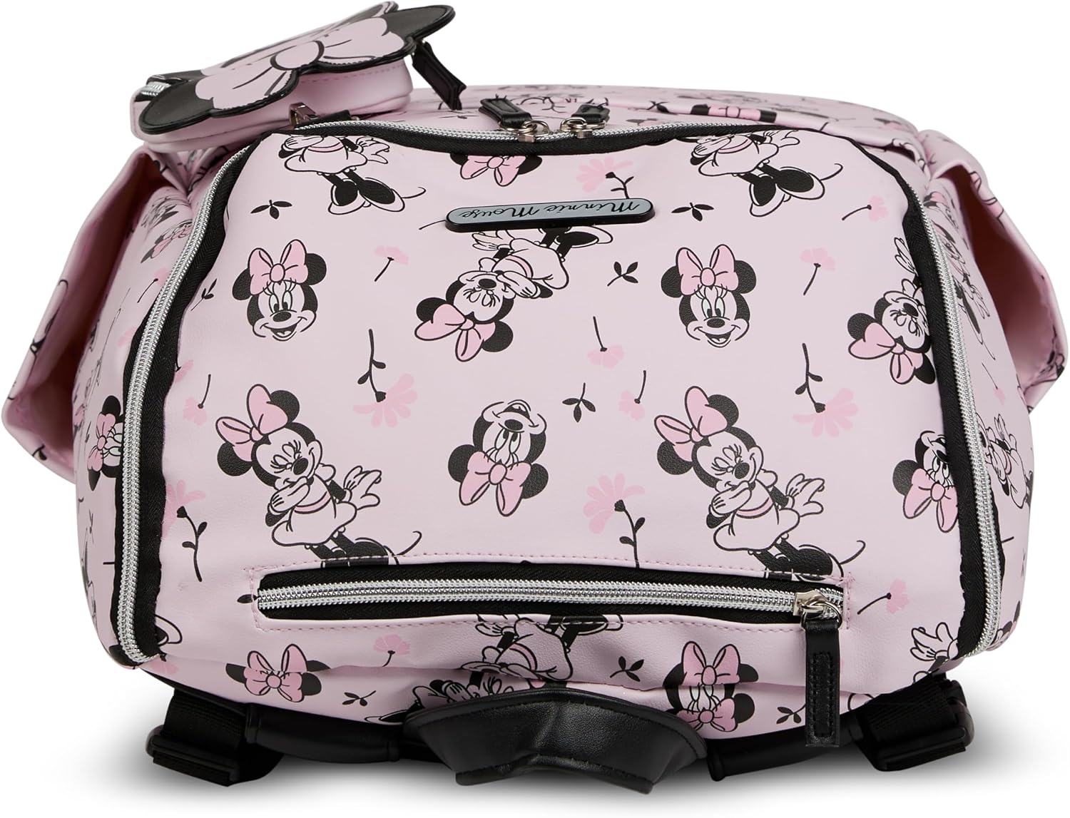 Disney Diaper Bag Backpack with Changing Pad Minnie Mouse – 16” Nylon Baby Bag for Parents, Insulated Bottle Holders, Multiple Storage Pockets
