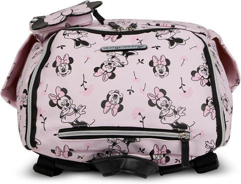 Disney Diaper Bag Backpack with Changing Pad Minnie Mouse – 16” Nylon Baby Bag for Parents, Insulated Bottle Holders, Multiple Storage Pockets