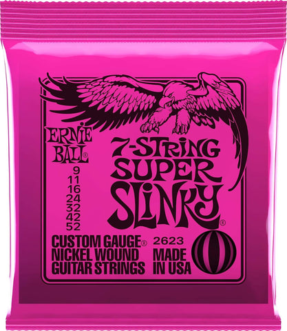 Ernie Ball 7-String Super Slinky Nickel Wound Electric Guitar Strings, 9-52 Gauge (P02623)