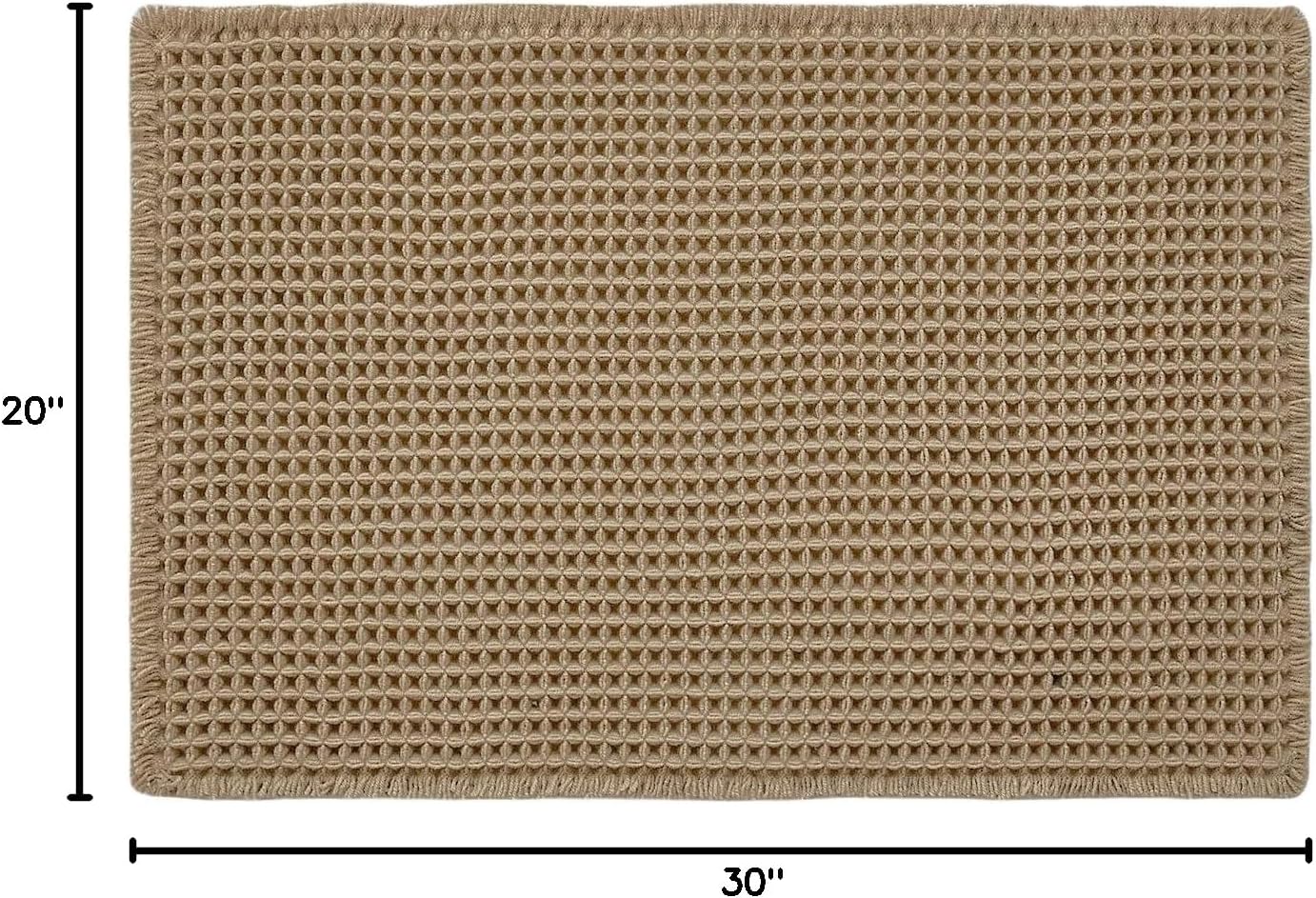 TYUU Waffle Bath Mat, Boho Bathroom Rugs Non Slip Washable, 30x20 Khaki