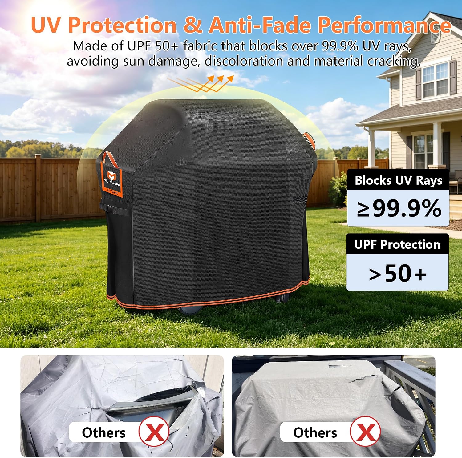 70" BBQ Grill Cover for Outdoor Grill 1000D Heavy Duty Waterproof
