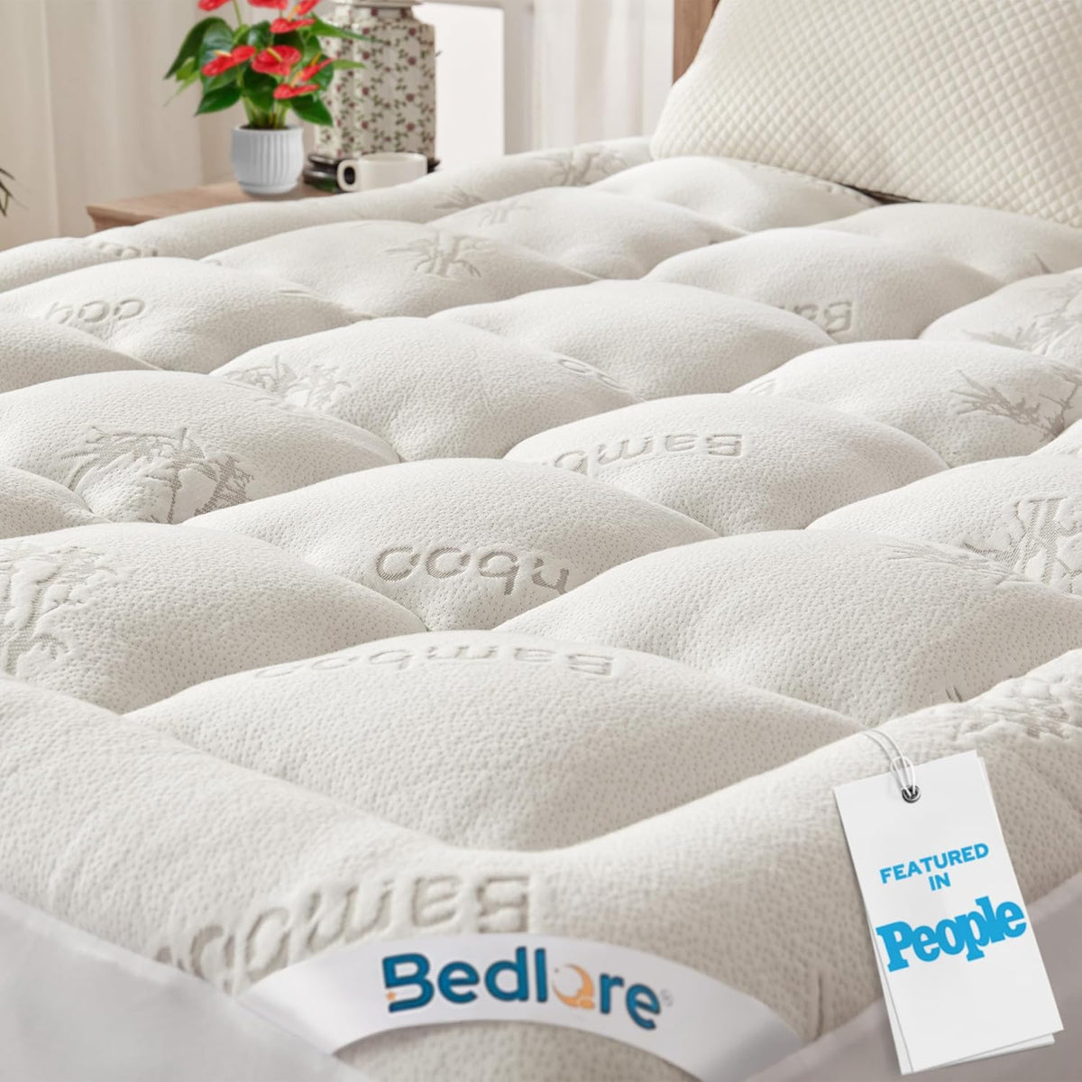 BEDLORE Twin Mattress Topper , Thick Pillow Top Mattress Pad