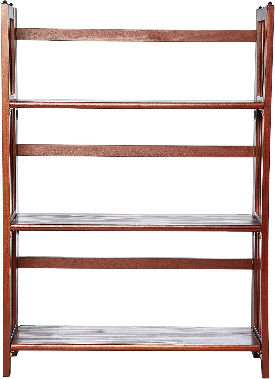 Casual Home 3-Shelf Folding Stackable Bookcase (27.5" Wide)-Mahagony