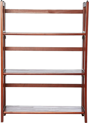 Casual Home 3-Shelf Folding Stackable Bookcase (27.5" Wide)-Mahagony