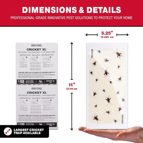 Catchmaster Cricket XL Giant Glue Boards 6-Pk, Adhesive Bug Catcher Cricket Traps Indoor, Sticky Trap for Inside Your Home, Bulk Insect Killer, Insect Traps for House & Garage, Pest Control for Home