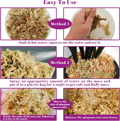 Legigo 5.3OZ Sphagnum Moss for Plants - 6QT Natural Long Fibers Orchid Moss