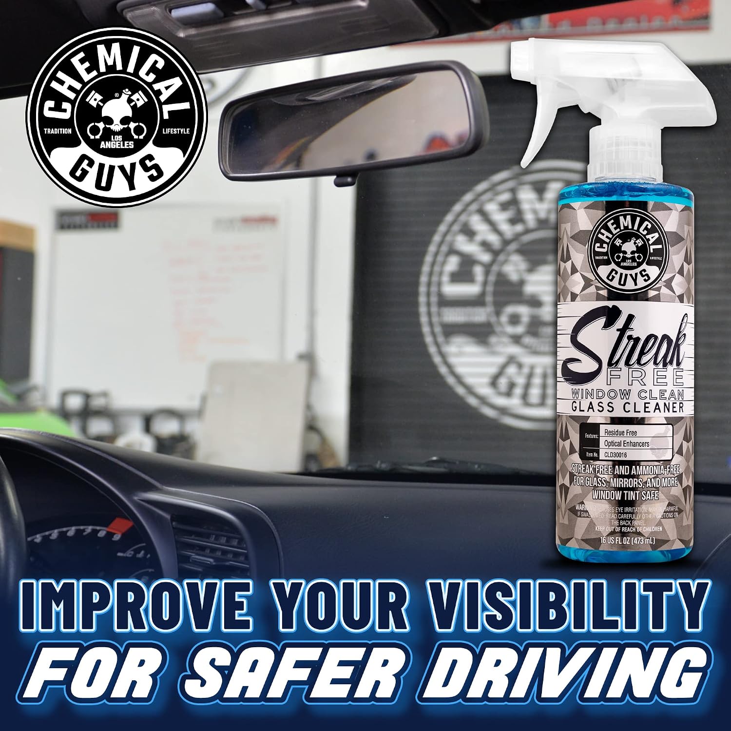 Chemical Guys, Streak-Free Glass & Window Cleaner for Tinted Windows, 16 oz