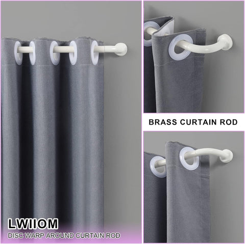 White Disc Curtain Rods, 84-144 Inches Window Curtain Rod,Adjustable Room Darkening Drapery Rod with Aluminum Finials and Brackets,Wrap Around Design