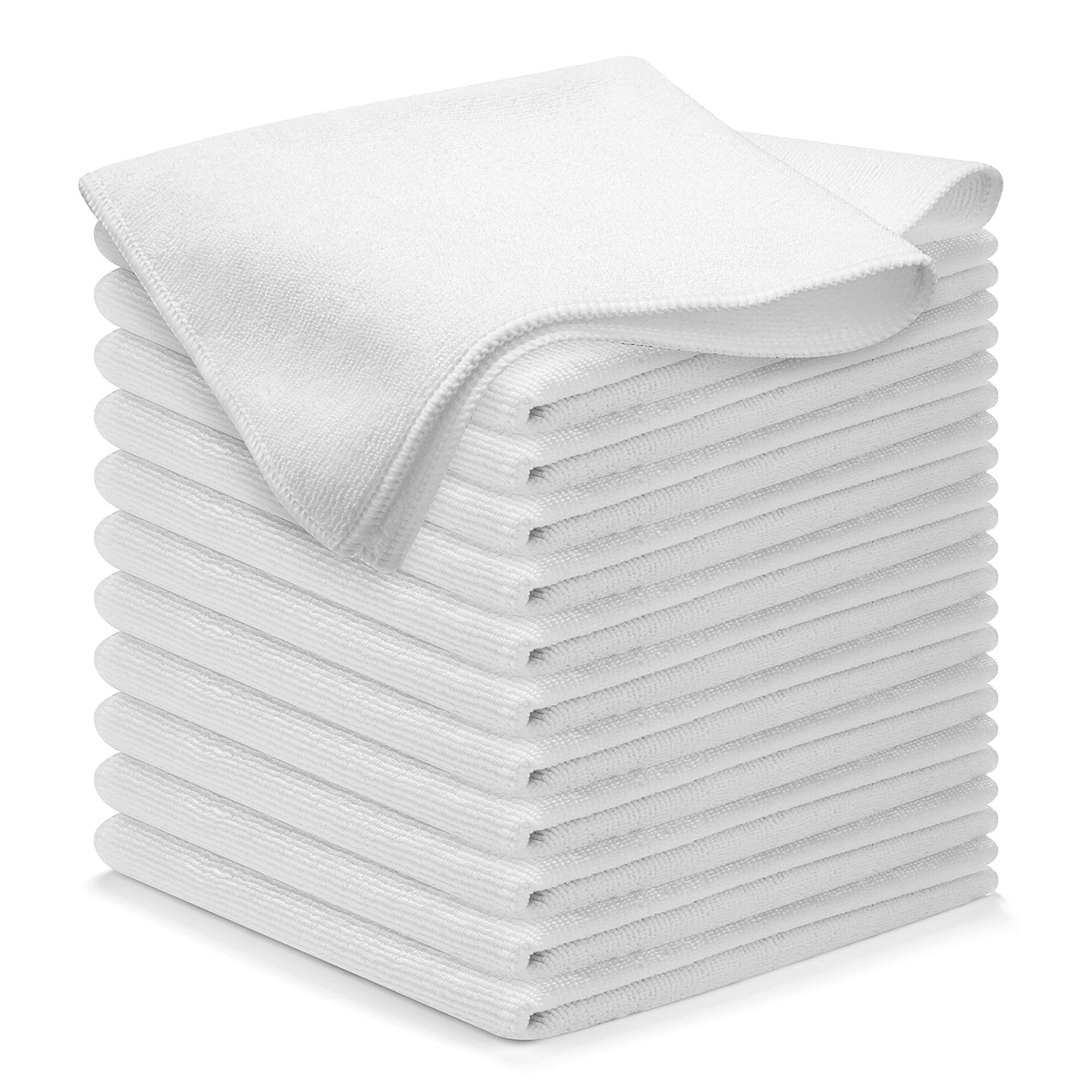 USANOOKS Microfiber Cleaning Cloth - White - 12Pcs (12.5x12.5 inch) High Performance - 1200 Washes, Ultra Absorbent Car Towel Traps Grime & Liquid for Streak-Free Mirror Shine - Car Washing Cloth