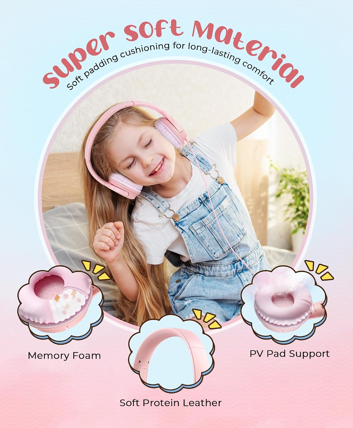 DyBaxa Kids Headphones, Wired On-Ear Foldable Headphones for Kids