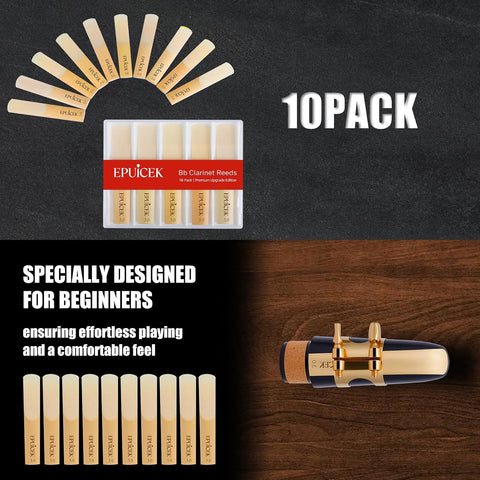Bb Clarinet Reeds, Strength 3.0 for Beginners, 10 Pack
