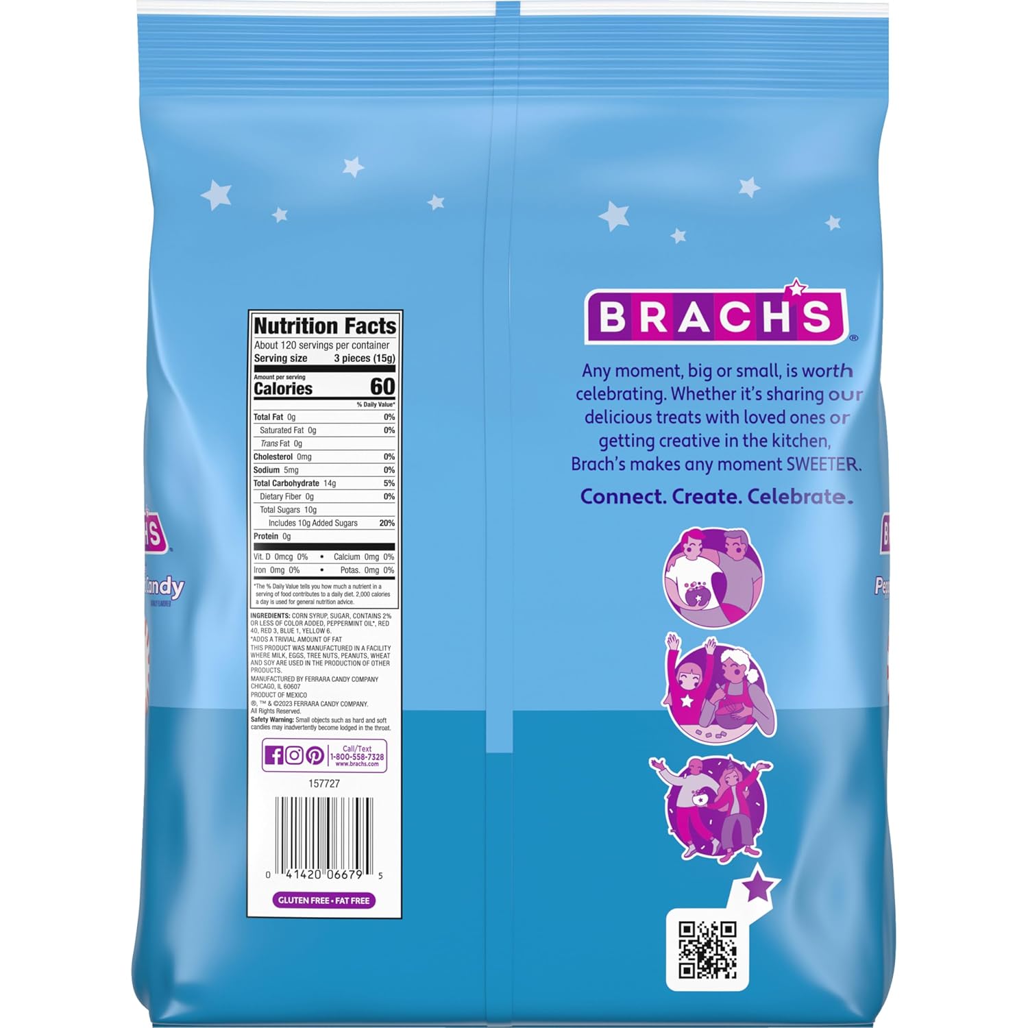 Brach's Star Brites, Peppermint, Individually Wrapped, Made with Real Mint Oil, 64 oz, Approx 350 Count