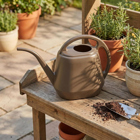 Fasmov Plastic Watering Can, 1-Gallon, Deep Gray