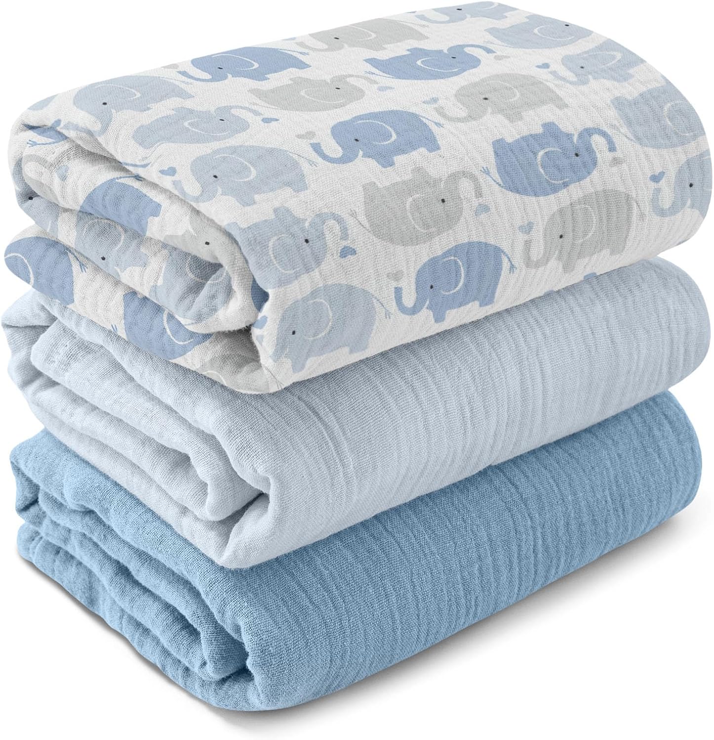 GLLQUEN BABY Muslin Swaddle Blankets for Newborn Boys, Large 40''x38''