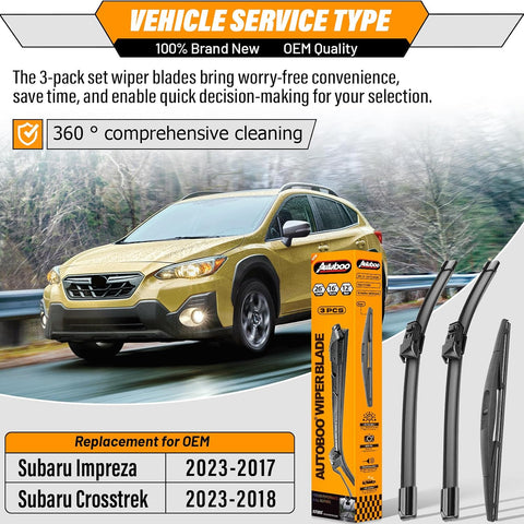 AUTOBOO Windshield Wiper Blade Replacement for Subaru Crosstrek Impreza