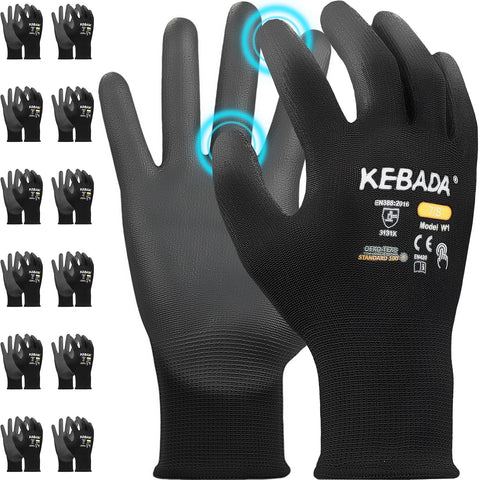 Kebada W1 Safety Work Gloves for Men & Women, Touchscreen, PU Coated