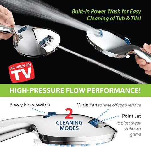 AquaCare 8-mode High Pressure Handheld Shower Head with 2-mode Power Wash