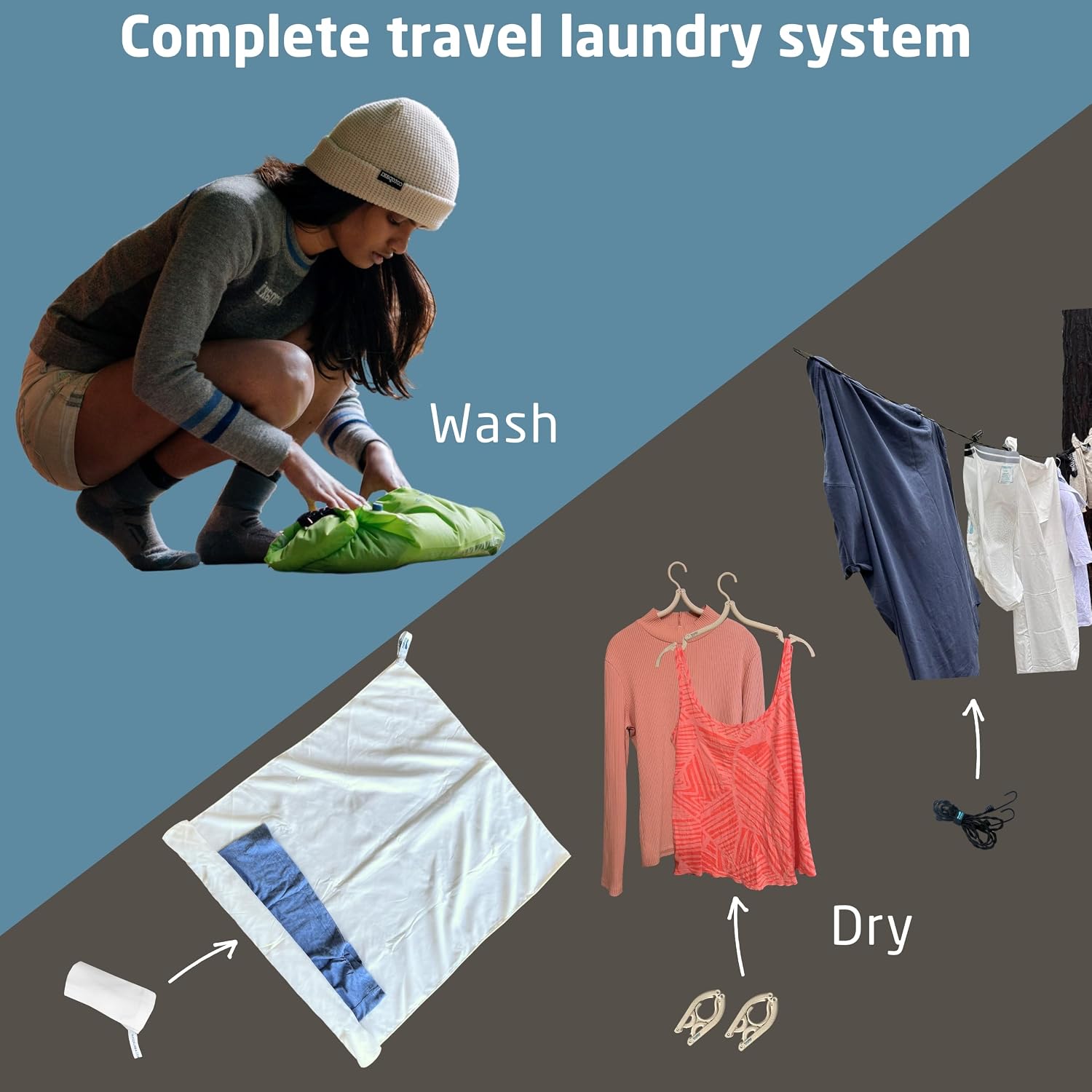 Scrubba Wash & Dry Kit Patented Washboard-in-a-Bag™ Travel Laundry System