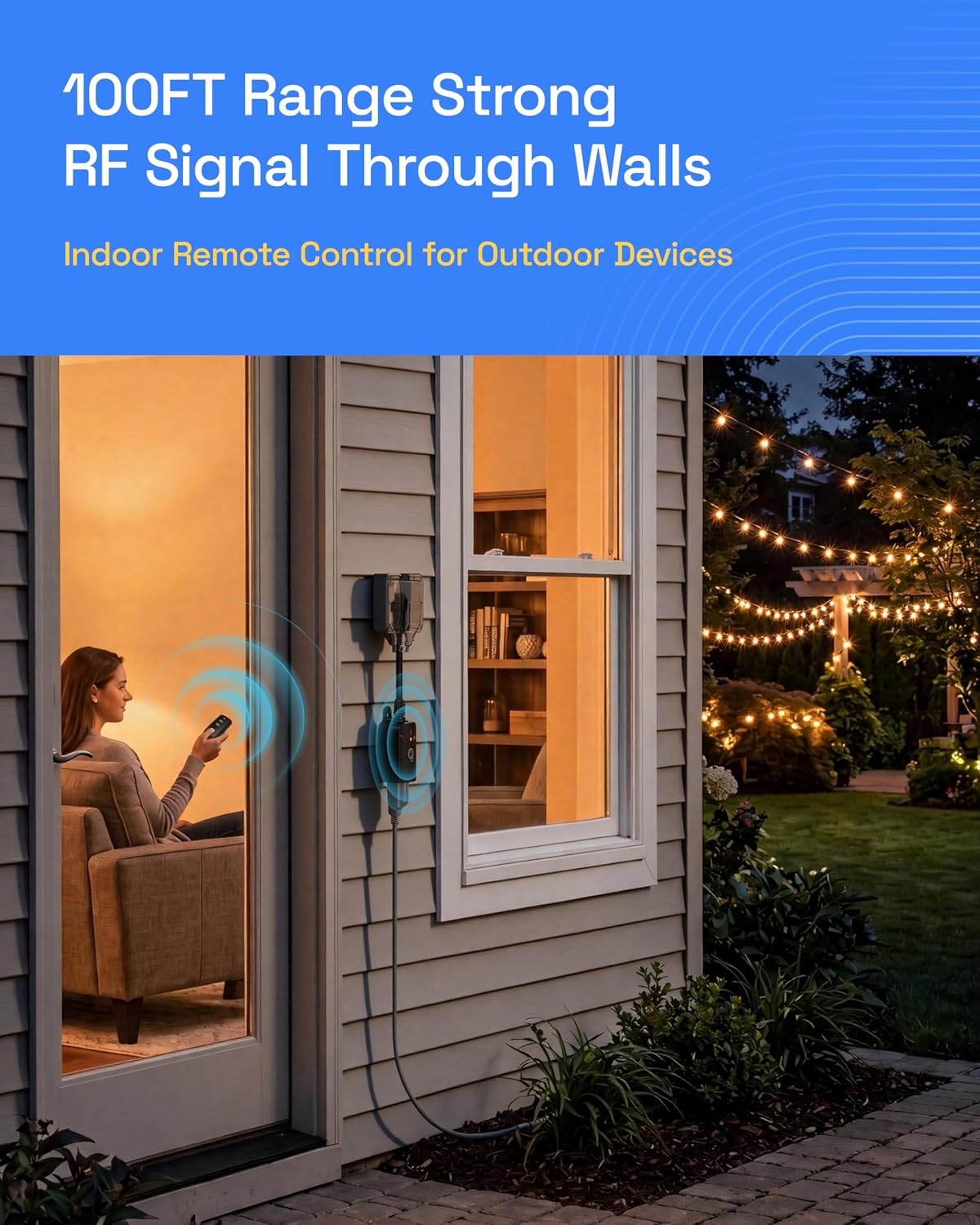 HBN Remote Control Outlets Outdoor Waterproof Indoor Wireless Light Switch